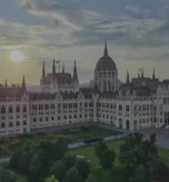Hungarian Parliament in the Budapest cityscape